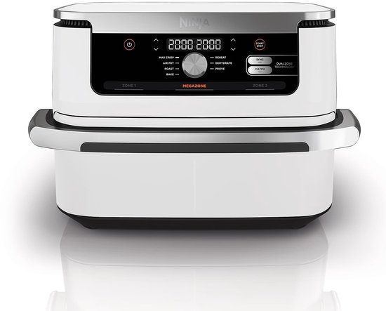 Ninja Foodi AF500EUWH Mega Dubbele Airfryer XXL - 10.4 Liter - Twee Kookvakken of Één MegaZone - Heteluchtfriteuse - Wit