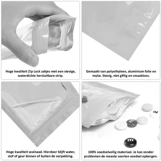 Rimiko 50 stuks Hersluitbare Doorzichtige Mylar Ritssluiting Zakken, Holografische Folie Zakjes met Rits, Luchtdichte Plastic Zakken voor het Bewaren van Voorwerpen en Voedsel (Iriserend, 7x10 cm
