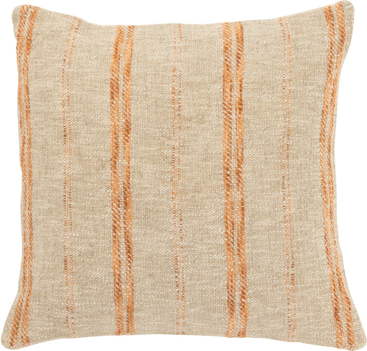 J-Line kussen Vierkant Strepen - linnen/katoen - beige/roest Oranje