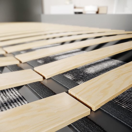 Lattenbodem basisframe dubbel, voor bedden van 200 x 200 cm, hoogwaardig bedframe, 40 gebogen berkenhouten latten, inklapbaar, geschikt voor veer- en schuimmatrassen