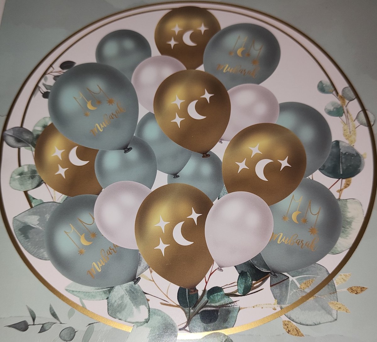 Ramadan Mubarak Ballonnen | Eid Mubarak Ballonnen | Eid al Fitr | Suikerfeest Versiering | Offerfeest Decoratie | Ramadan Decoratie | Feest Ballonnen | Metallic Ballonnen | Turquoise Mintgroen Goud Zilver | Latex Ballonnen| Ø 30 cm | 18 Stuks