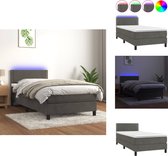 vidaXL Sommier tapissier - Velours gris foncé - Éclairage LED - Ressorts ensachés - Doux pour la peau - Lit