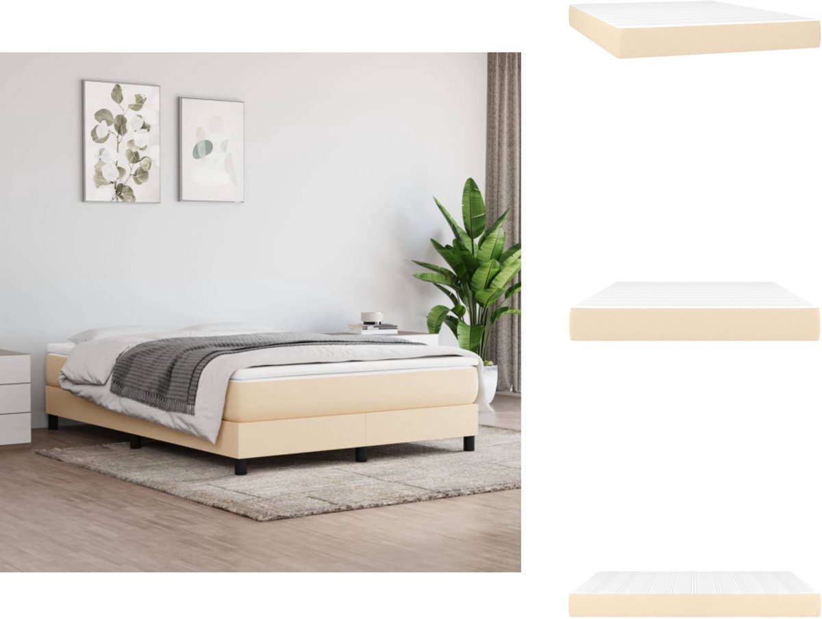 vidaXL Pocketveringmatras - Pocketveringmatrassen - Matras - Pocketvering Matras - Pocketveringmatras 140x190x20 cm stof crèmekleurig