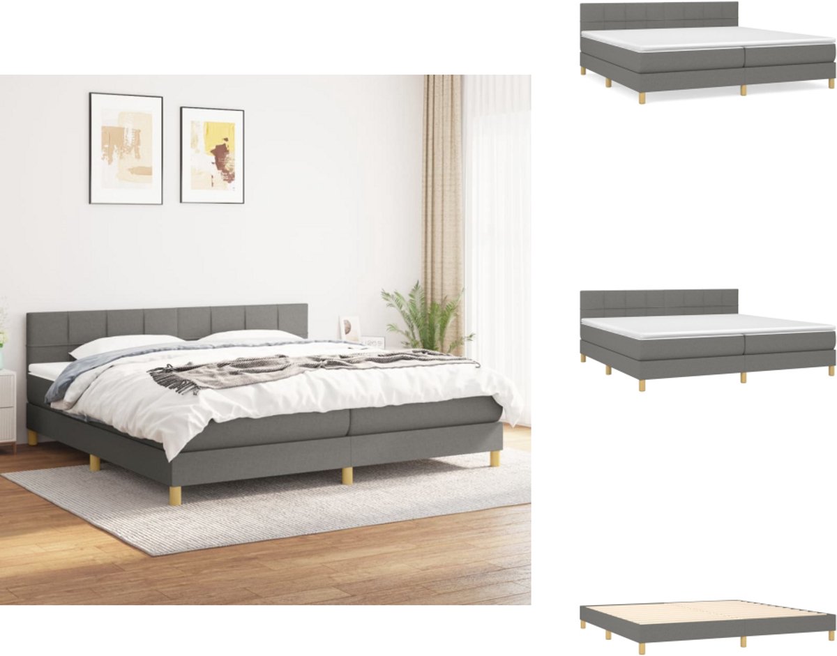 vidaXL Boxspring - Boxsprings - Bed - Slaapmeubel - Boxspring met matras stof donkergrijs 200x200 cm