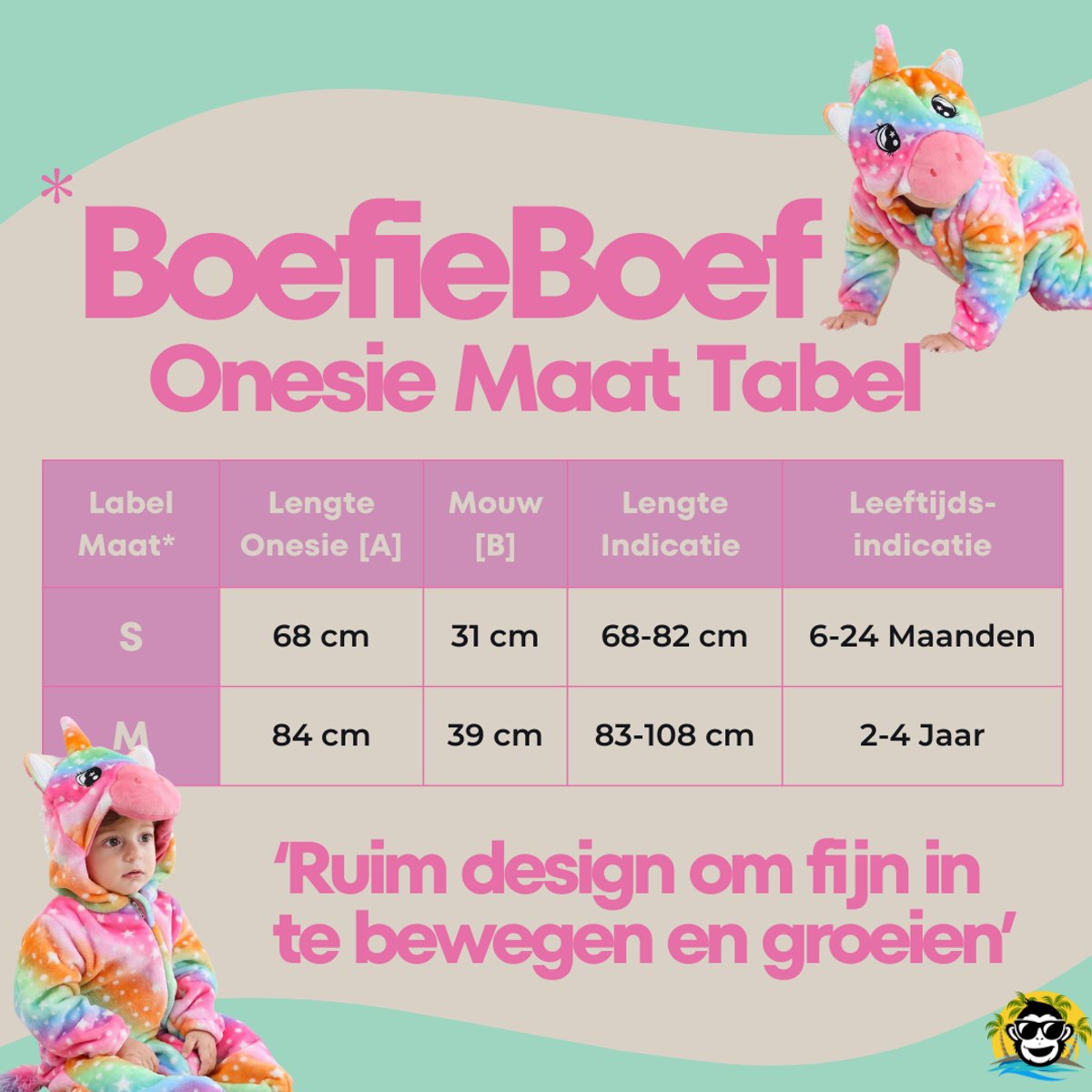 BoefieBoef Unicorn Regenboog Dieren Baby Onesie Peuter Pyjama Kinderen 2-4 jaar 6 maanden tot 2 jaar – Eenhoorn – Verkleedkleding met Luierrits – Voor Carnaval, Kerst- en Kraamcadeau – Flanel - Romper - Boxpak - Jongen - Meisje - Kruippak - Winterpak — afbeelding 8