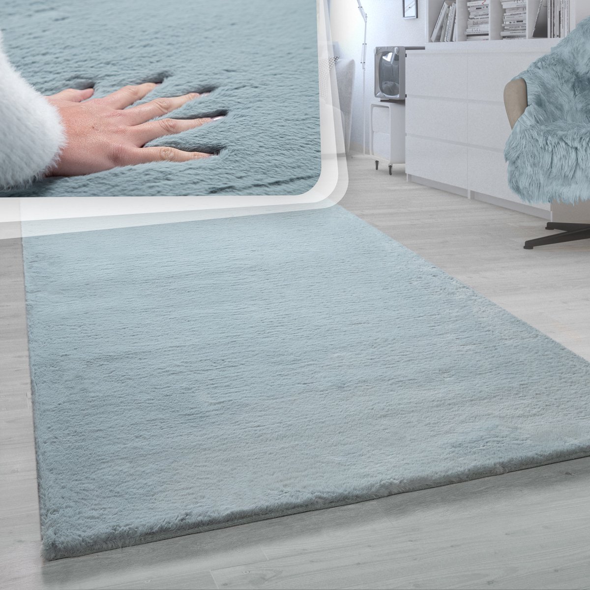 Flycarpets Rabbit Vloerkleed - Turquoise