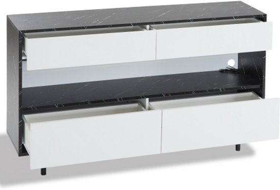 Set Van 2 In Elkaar Passende Salontafels, Marmerlook, Met Opbergruimte Metalen Frame Voor Bij De Bank Woonkamer Of Slaapkamer Goudkleurig Rechthoekig