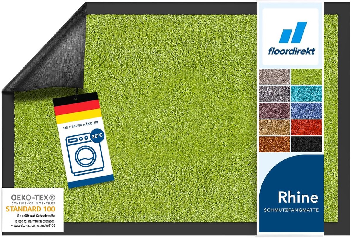 Floordirekt Deurmat - Droogloopmat - Schoonloopmat - Rhine - Lemon Green - 90 x 150 cm Groen