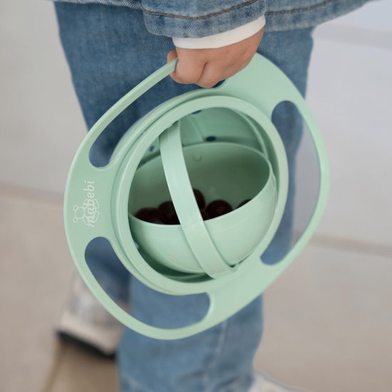 Mabebi - 360° Oefenkom - Snackkom met deksel voor baby en kind - Baby eetkom - Snoepkom met handvaten - Babycadeau - Kraamcadeau - Groen Premium van Mabebi — afbeelding 3