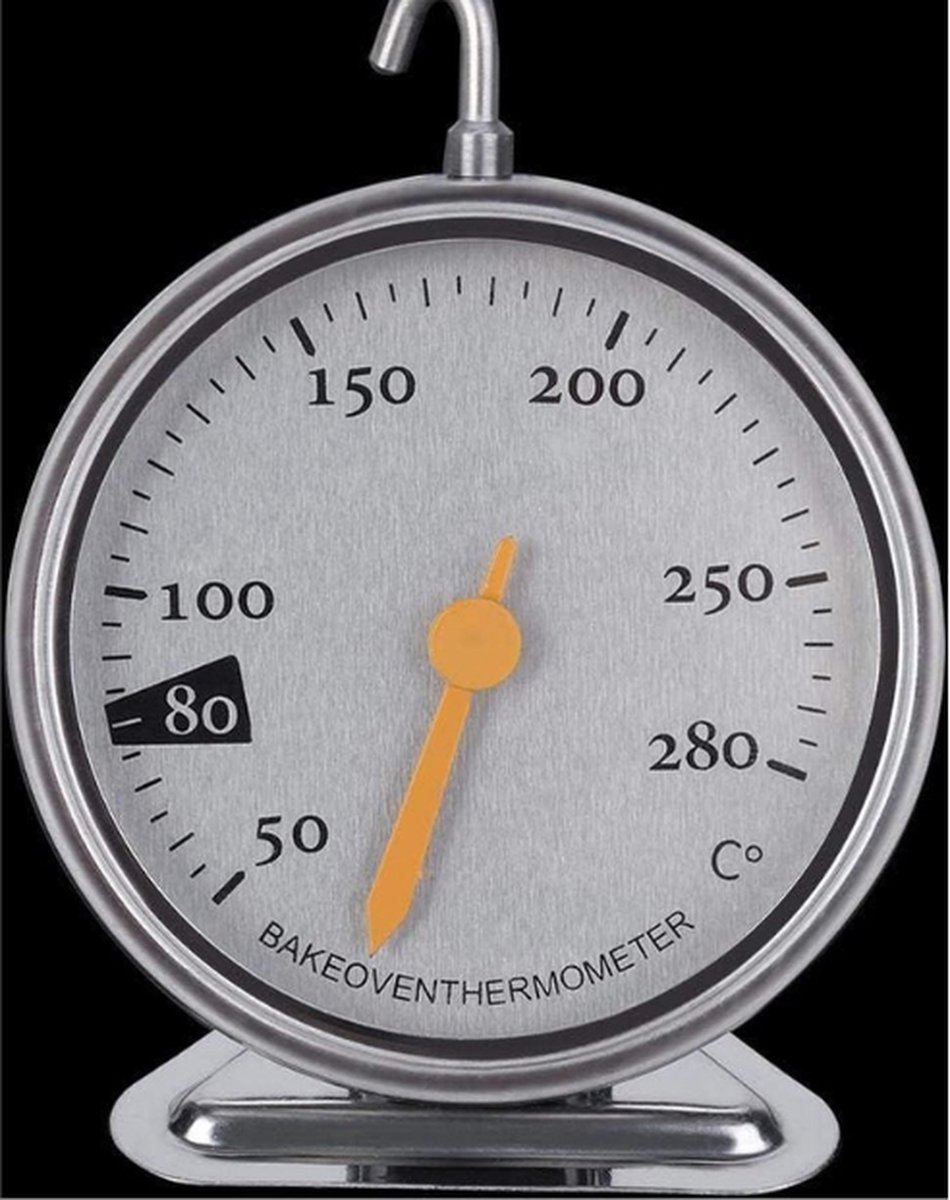 Chef Aid Roestvrijstalen Oven Thermometer, Geschikt voor Heteluchtovens, Gas-, Elektrische-, Pizzaovens, Airfryers en Kookplaten - Makkelijk Afleesbaar Display