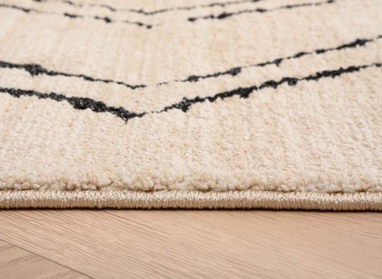 Tapis berbère Beni Ouarain Bahij - crème/noir 240x340 cm