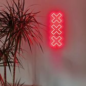 COOLNEON® - Applique murale croix Amsterdam - Lampe d'ambiance Ajax - lampe mokum - lampe gameroom - lampe man cave - Amsterdammertje - Lampe Ajax