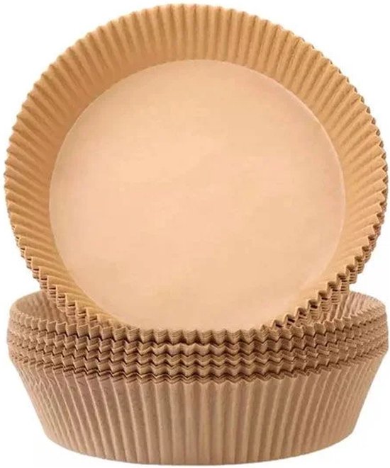 Airfryer bakpapier - 100 stuks - Airfryer accessoires - 20 cm - geschikt voor elke airfryer - XL & XXL - Bakjes - Inclusief Oliekwastje
