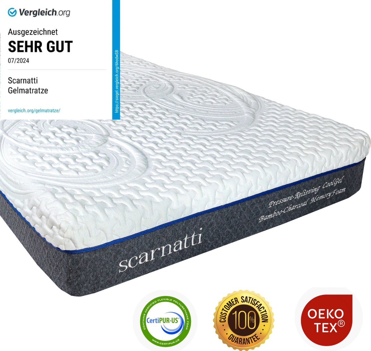 Koudschuim matras 120x200 cm - Memory Foam - Met bamboe Tijk - Matrassen 2in1 - Eenpersoonsmatrassen - Twijfelaar matras - logeermatrassen 120 x 200 - 18 cm