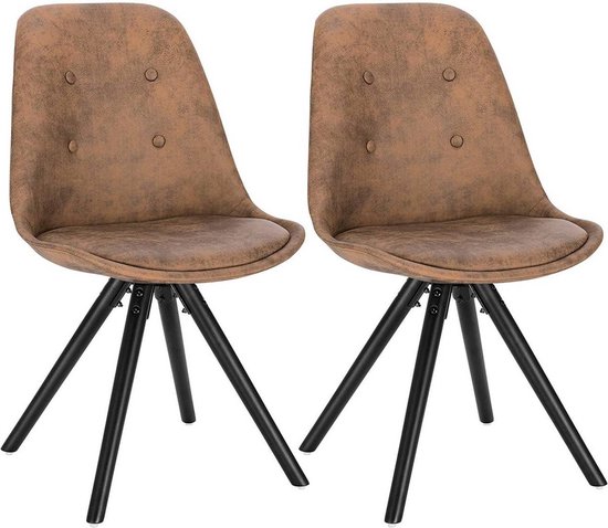 Chaises visiteur Bolt Edge - Tissu marron foncé - Pieds en bois - Hauteur d'assise 46 cm - Set de 2
