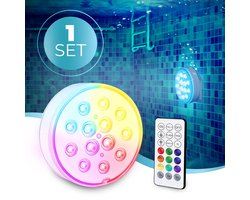 KENN® Oplaadbare Zwembadlamp – Zwembad Verlichting – Met Afstandsbediening – IP68 Waterdicht – Onderwater Verlichting – LED Onderwater Lamp – Vijververlichting – Jacuzzi Verlichting – Inclusief Bevestiging – 13 LED’s – Oplaadbaar Model