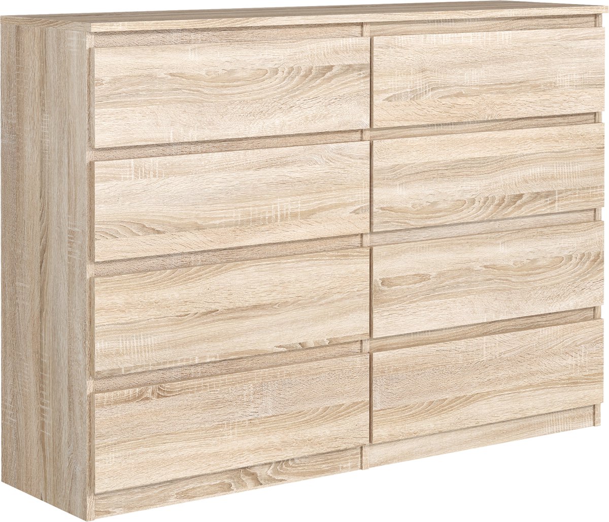 Pro-meubels - Ladekast Ibiza - Licht eiken - 138 cm - 8 lades - Kast - Commode - Slaapkamer