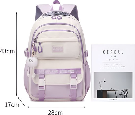 Tanou Schooltas voor meisjes, 20 liter, schoolrugzak, meisjes, Kawaii schooltas met hanger, lichte basisschooltas van nylon, voor kinderen van 7 tot 14 jaar, Zwart