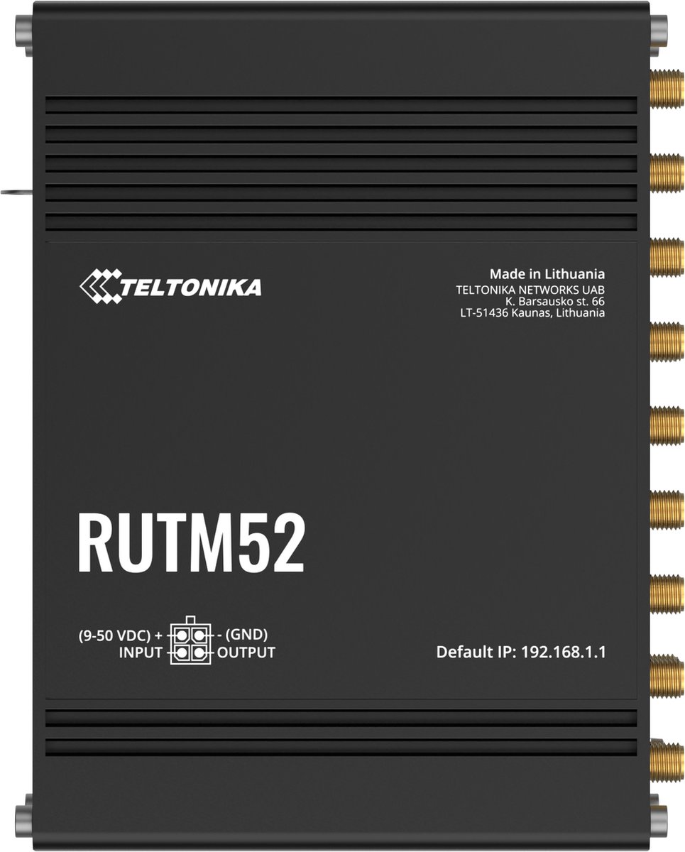 Teltonika RUTM52 draadloze router Gigabit Ethernet Dual-band (2.4 GHz / 5 GHz) 5G Zwart