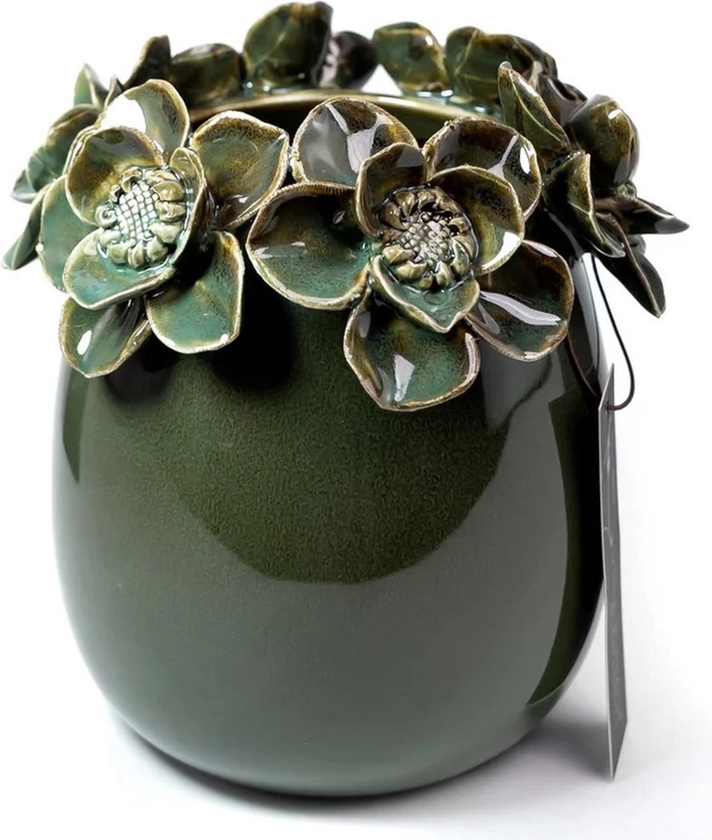 Villa Pottery Vaas Jolie 3 Donker Groen Reactief 15x15x15