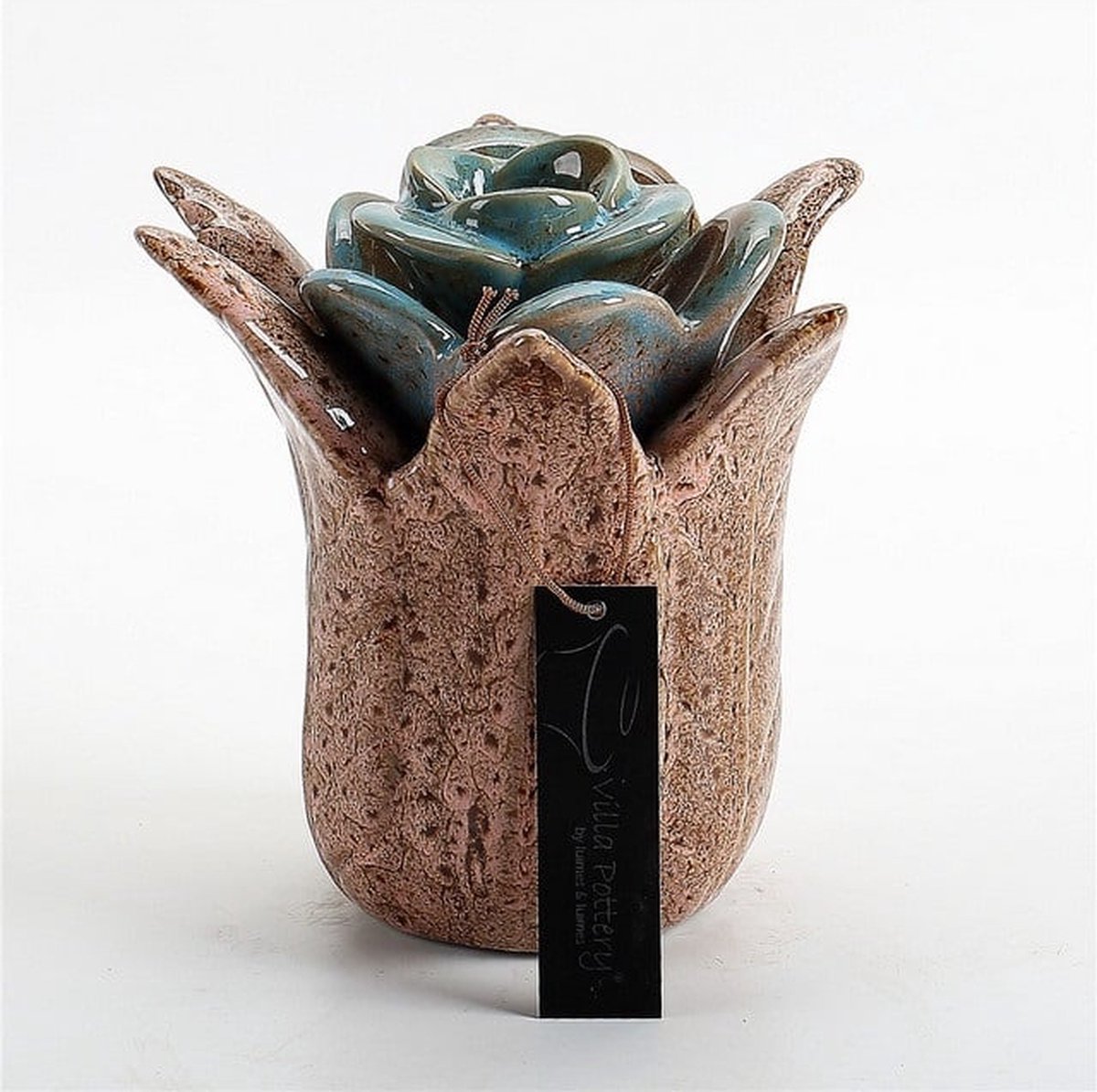Villa Pottery Lilou vaas Roze Blauw 21 x 20.5 x 21 wit