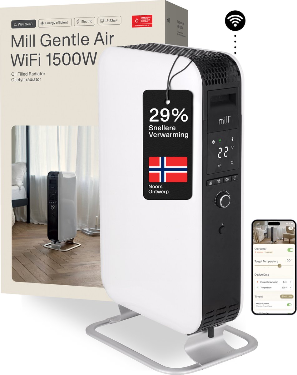 Mill OIL1500WIFI3 -  WiFi-geĂŻntegreerde design olieradiator - 1500 Watt