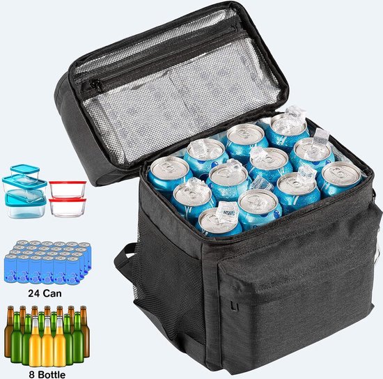 27 liter koelrugzak, 2-in-1 isolerende tas, grote koeltas, thermische rugzak, lekvrije rugzak met koelvak, perfect voor picknicks, stranduitstapjes, wandelen, werken en familie-uitstapjes (24 blikjes) van Tourit — afbeelding 4