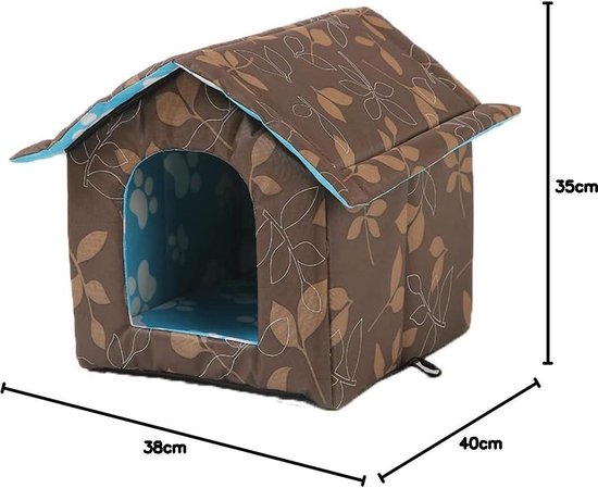 Madame Jones Maison pour chat d'extérieur résistante à l'hiver, imperméable et chaude, pliable avec kussen amovible pour animaux de la rue - Extérieur - Résistant à l'hiver - Imperméable - Pliable - Chaud.