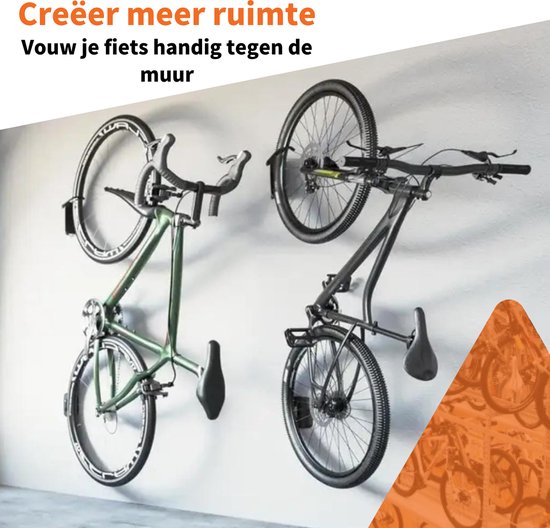 Fiets Ophangsysteem - Fiets Ophangbeugel - Muurbeugel Fiets - fietshaak - Fietsenrek - Fietsbeugel - Race fiets - Mountainbike - draaibaar- Max belading 45kg - 2 fietsen