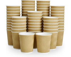 Koffiebeker 8oz 240 ml Bruin Ripple Kraft Dubbelwandig- 100 Stuks- wegwerp papieren bekers karton kraft – drank bekers – drinkbekers- koffie beker – wegwerpbeker – Koffiekopjes – Koffiemokken - Warme en Koude Dranken