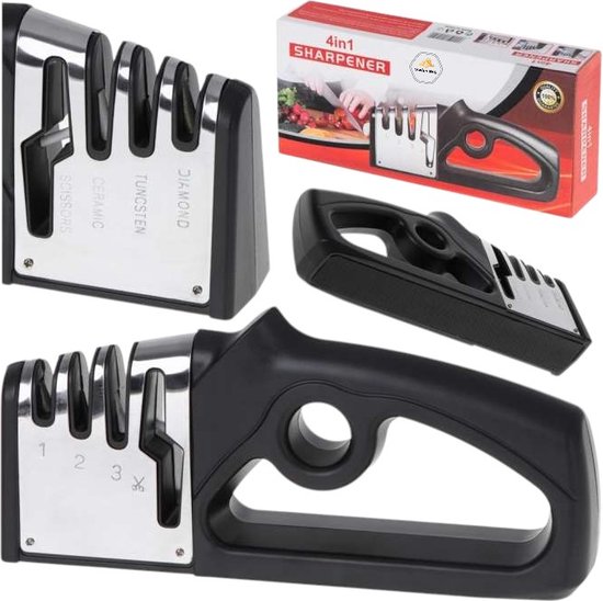 Foto: Swissbex messenslijper 4in1 professionele messenslijper doortrekslijper anti slip schaarslijper keuken messenslijper scherpe messen