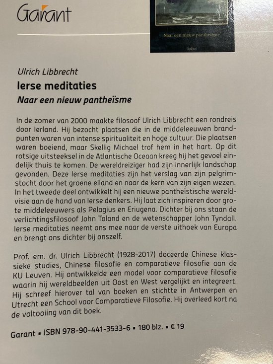 Boek "Ierse meditaties: Naar een nieuw pantheïsme" van Ulrich Labbrect. ISBN 978-90-441-3533-6.