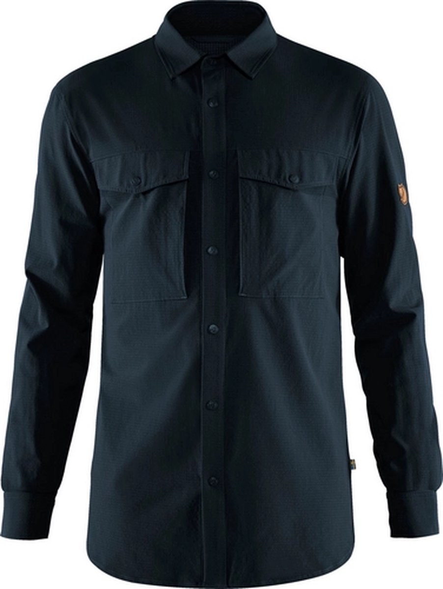 Fjällräven Abisko Trekking Shirt M Dark Outdoor Kleding Fleeces en Truien Overhemd lange mouw Blauw