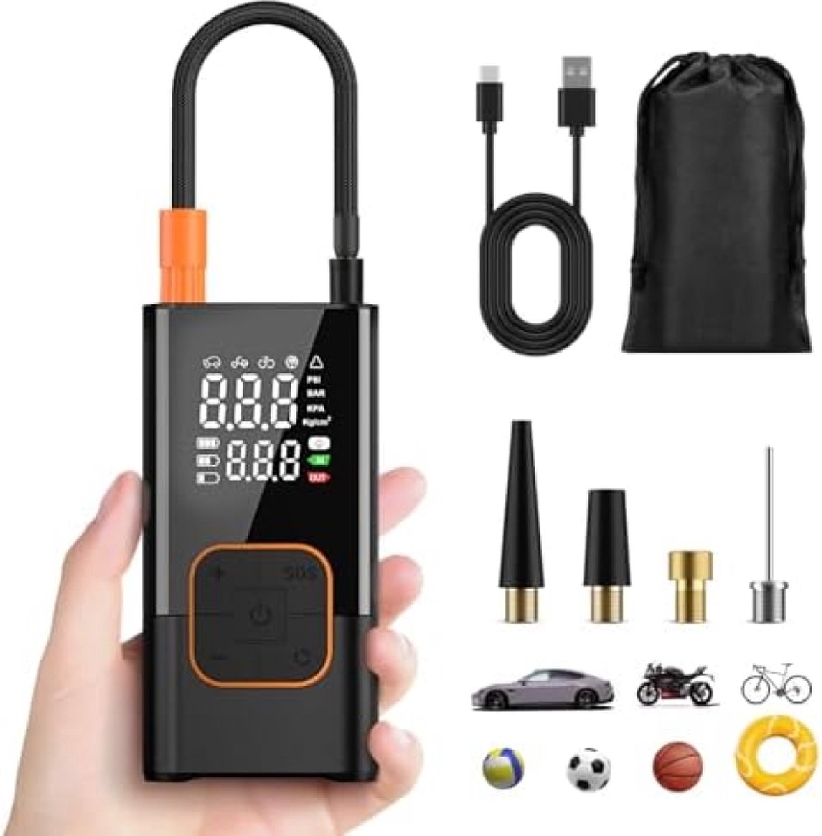 Igoods Elektrische Luchtpomp - Bandenpomp - Fietspomp met drukmeter