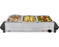 Tristar BP-6283 - Buffetwarmer 200W - Chafing dish - 3 x 1,4 Liter - Incl deksel - RVS