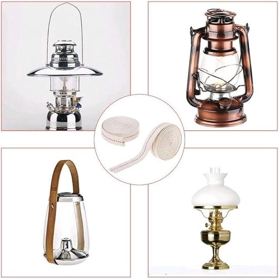 Olielamp Lont - 1 m*1.2cm - 5 stuks - Plat - Katoen - Brander - Universeel - Lamplont - Rol van 1 meter - Voor Petroleumlamp/Olielantaarn-Branderlamp — afbeelding 3