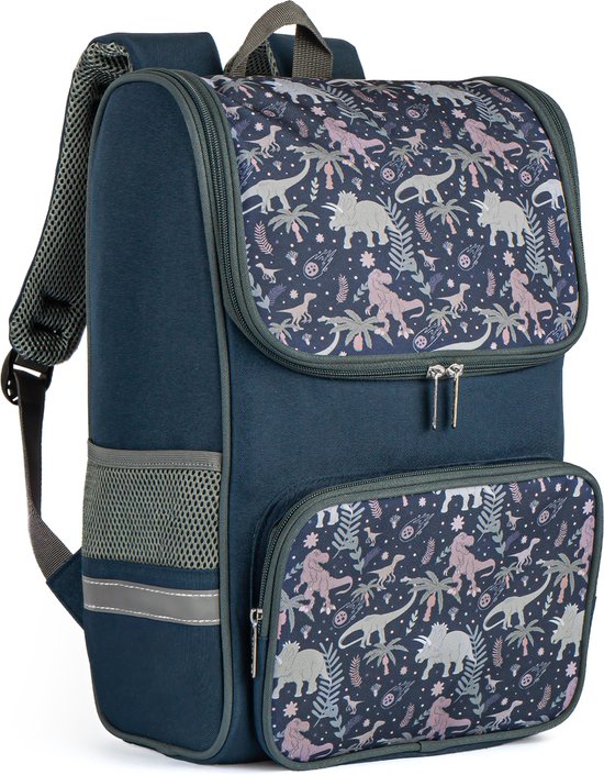 Foxoo Sac à dos pour Garçons - Cartable Dinosaurus Sac à dos Dino pour enfant - 20 litres - Bleu marine