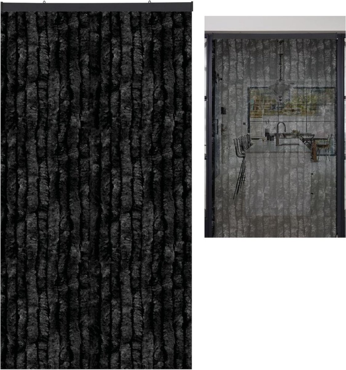 ApexArte® Vliegengordijn Kattenstaart - Deurgordijn - Hordeur - Zwart