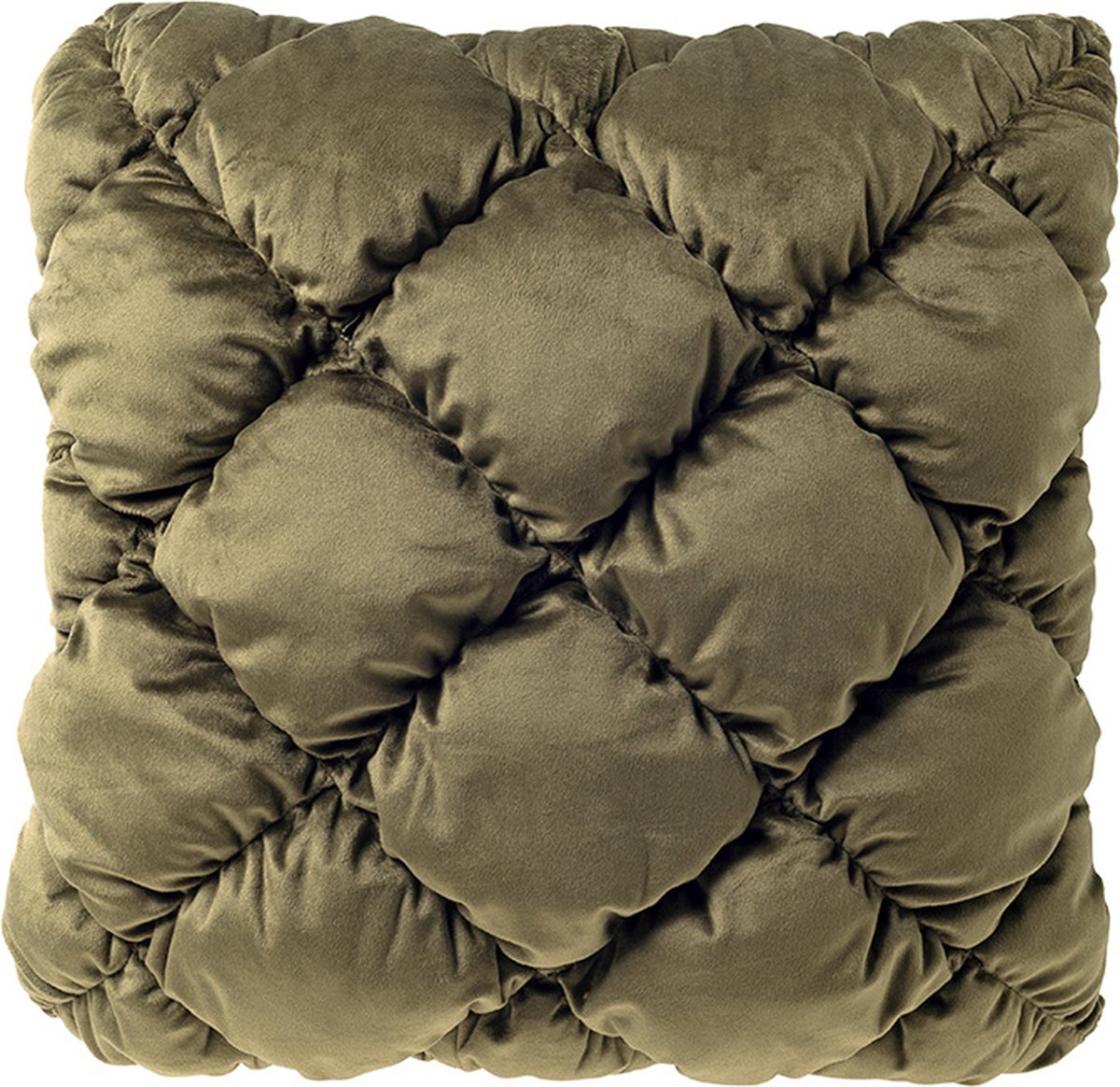 Dutch Decor SOOF - kussenhoes 45x45 cm - geruit gewatteerd - Mayfly - groen - met rits - zonder binnenkussen Olijfgroen