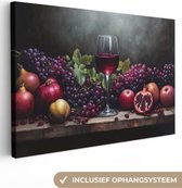 Peinture sur toile 120x80 cm - Décoration murale Vin - Fruits - Nature morte - Décoration murale murale salon - Décoration chambre - Accessoires de chambre - Peintures sur toile