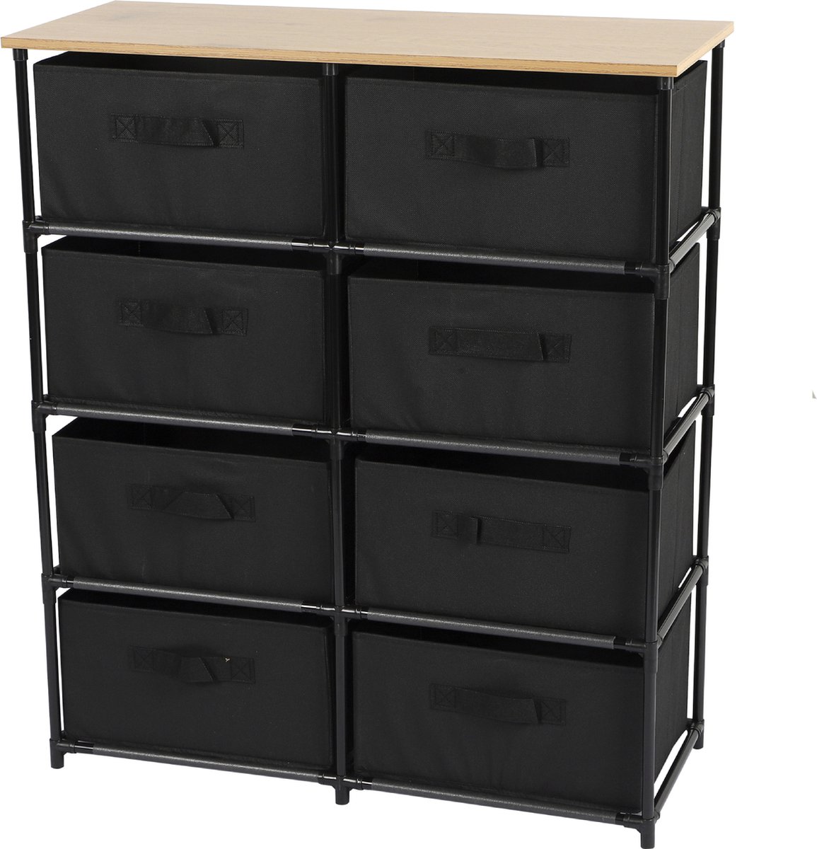 Opbergkast met 8 Stoffen Lades – Smalle Ladekast met Metalen Frame – Organizer voor Slaapkamer, Hal & Kantoor – Compact & Lichtgewicht – Zwart