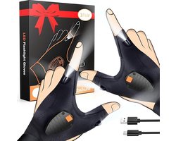 Equivera Led Handschoenen - Oplaadbaar - 2 Lampen - Lichtgevende Handschoenen - Zaklamp Handschoen - Voor Klussen/Vissen/Kamperen & Andere Outdooractiviteiten