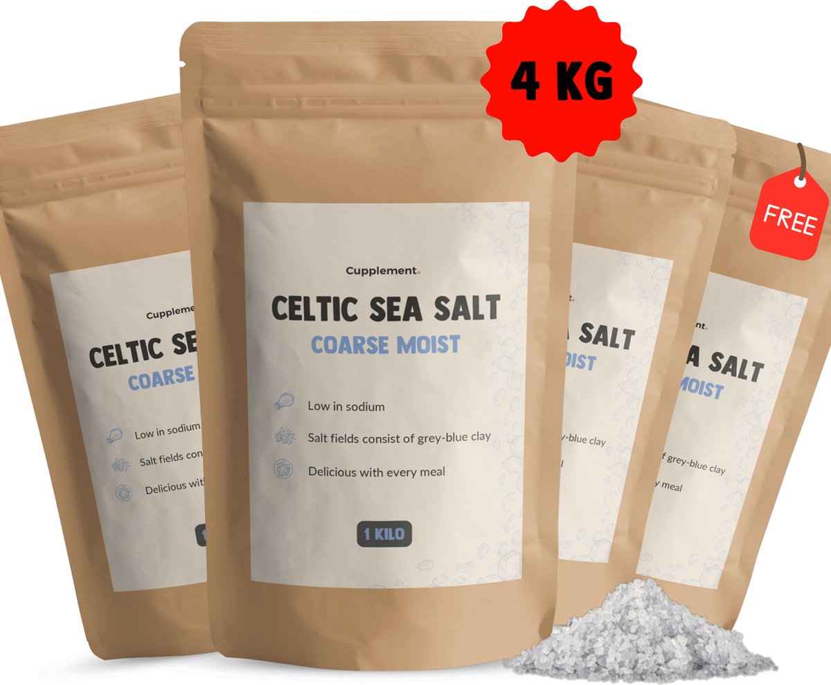 Goedkoopste Cupplement Keltisch Zeezout 1KG – Grof Celtic Sea Salt – Puur & Rijk aan Mineralen – Zonder Toevoegingen – Laboratoriumgetest – Past Door Brievenbus – Geen Fijn Zout, Himalaya, Fleur de Sel of Herbamare – Natuurlijk Seasalt