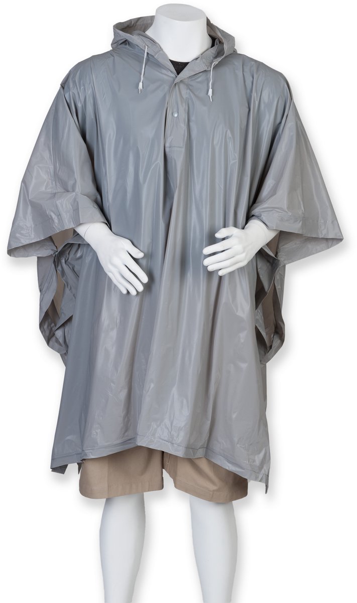 Eenvoudige zilver grijze regenponcho