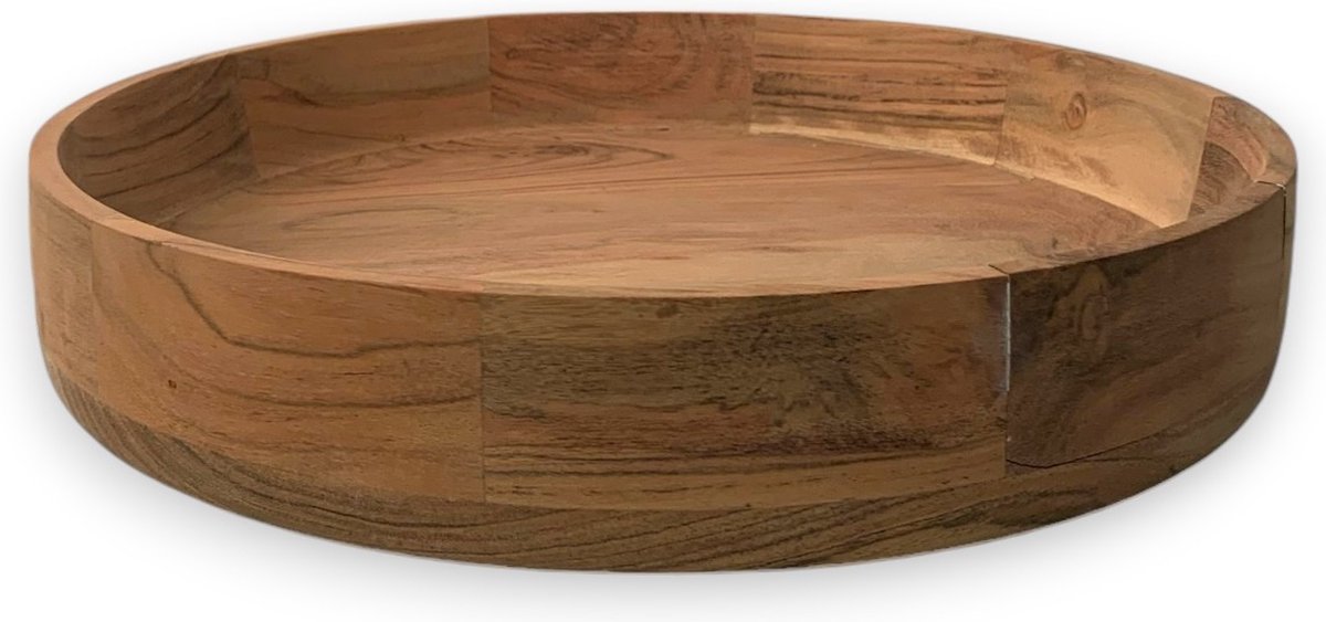 WinQ - Kom Naturel Acaciahout 35x35x5,5cm - Decoratieschaal Hout - Fruitschaal d: 35cm-naturel