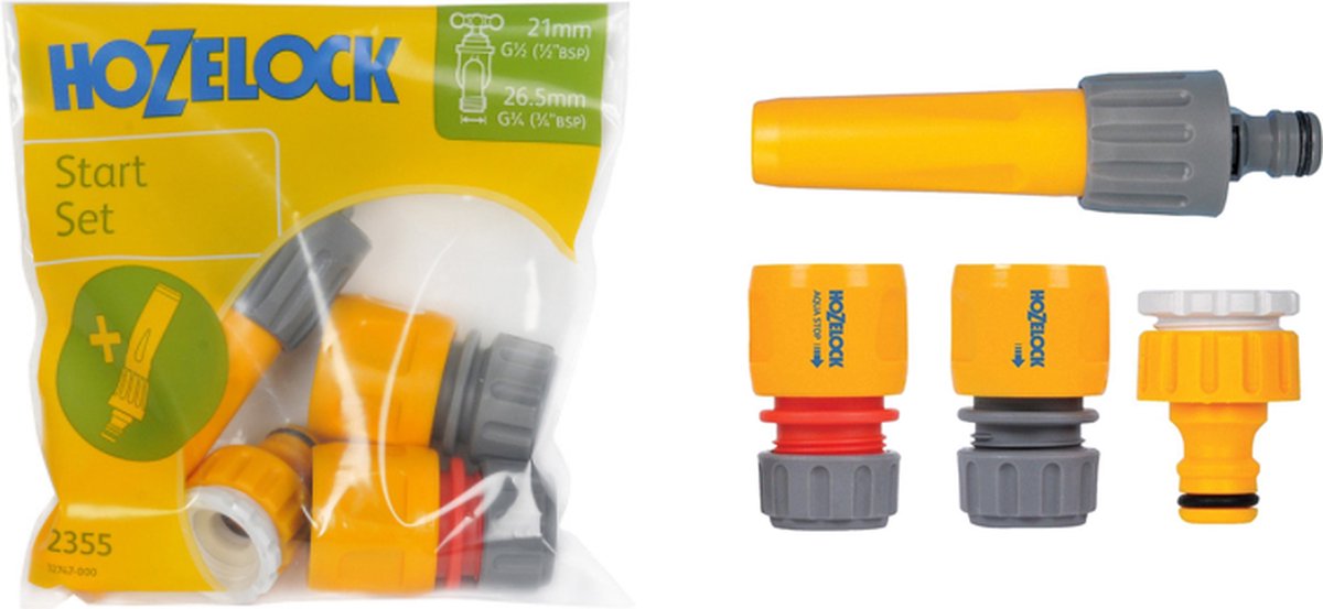 Hozelock Kit de démarrage : lance d'arrosage réglable avec raccords
