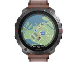Polar Grit X2 Pro TITAN Premium Outdoor Smartwatch, Brons leder M/L, extra Zwarte Silicone horlogebandje S/L