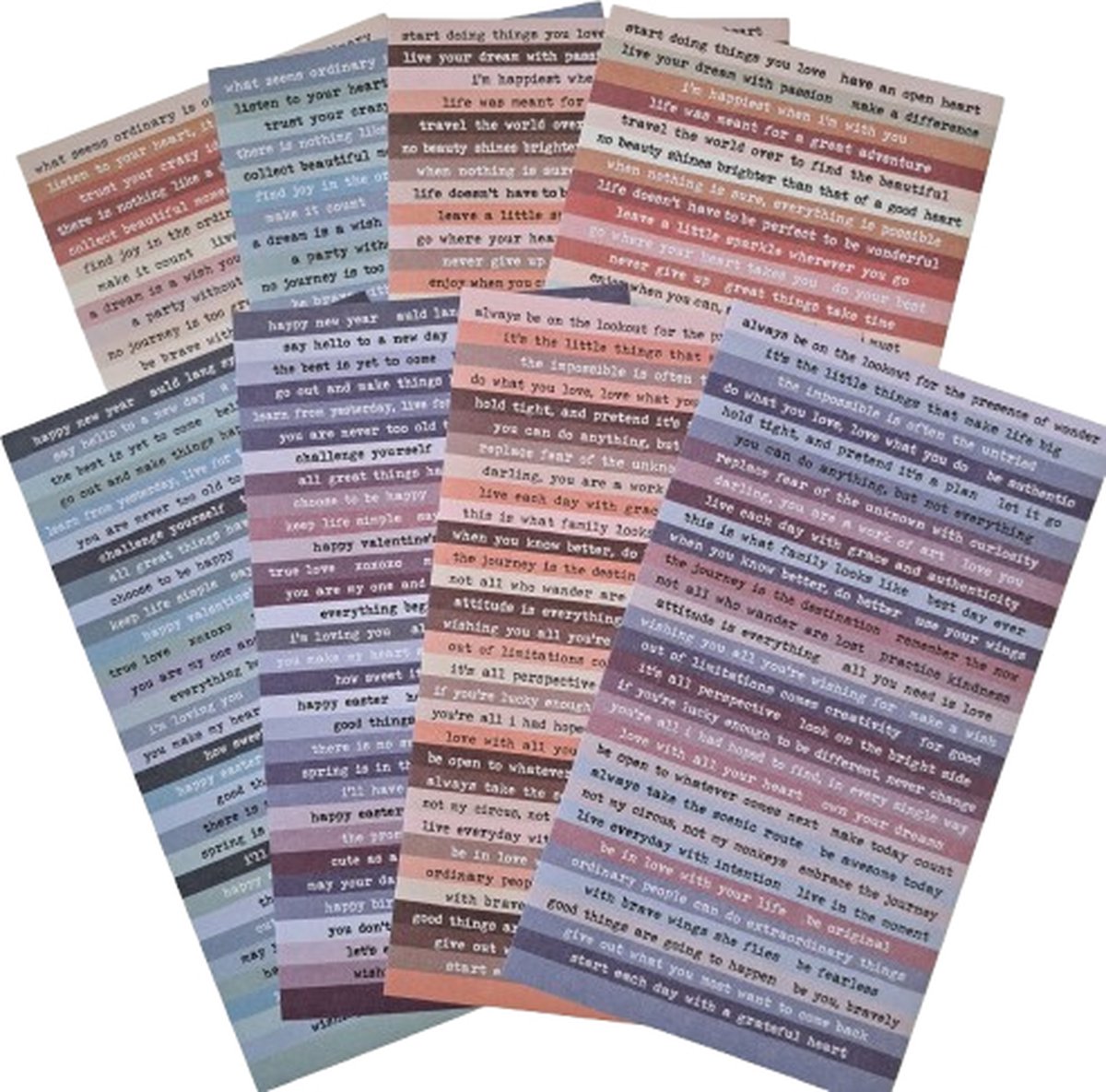 Oranje/paars/blauw tekst stickers - Tekst - Deco stickers - 8 vellen - Engelse teksten - Scrapbook - Bullet journal stickers - Stickers volwassenen en kinderen