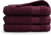 Bol.com DoubleDry Hotel Badhanddoeken 70 x 140 cm – Set van 3 – 100% Katoen 500 g/m2 – Zacht & Absorberend - Bordeaux Rood aanbieding