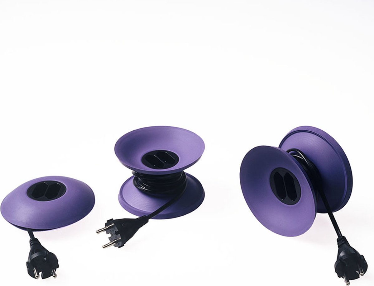 Design Verlengsnoer - Haspeltje - CableDisk - Paars - Ø 12 cm - ALLEEN VOOR PLATTE STEKKERS